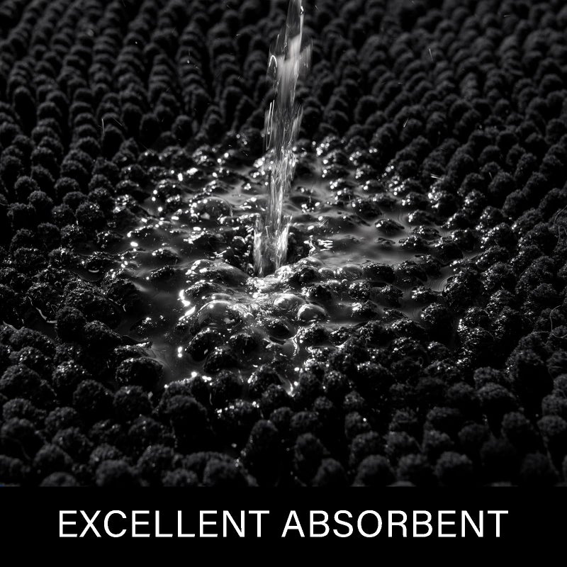 LOCHAS Luxury Bathroom Rug Shaggy Bath Mat 24 x 60 Inch, Washable Non Slip Bath Rugs for Bathroom Shower, Soft Plush Chenille Absorbent Carpets Mats, Black - Image 5